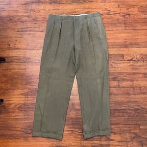 Vintage Polo Ralph Lauren Flax Linen Pleated Trouser Pants Made in Italy Size 38